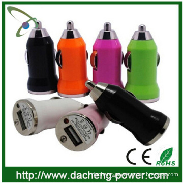 Colorful mini 5V 1A bullet mini car charger adapter with LED